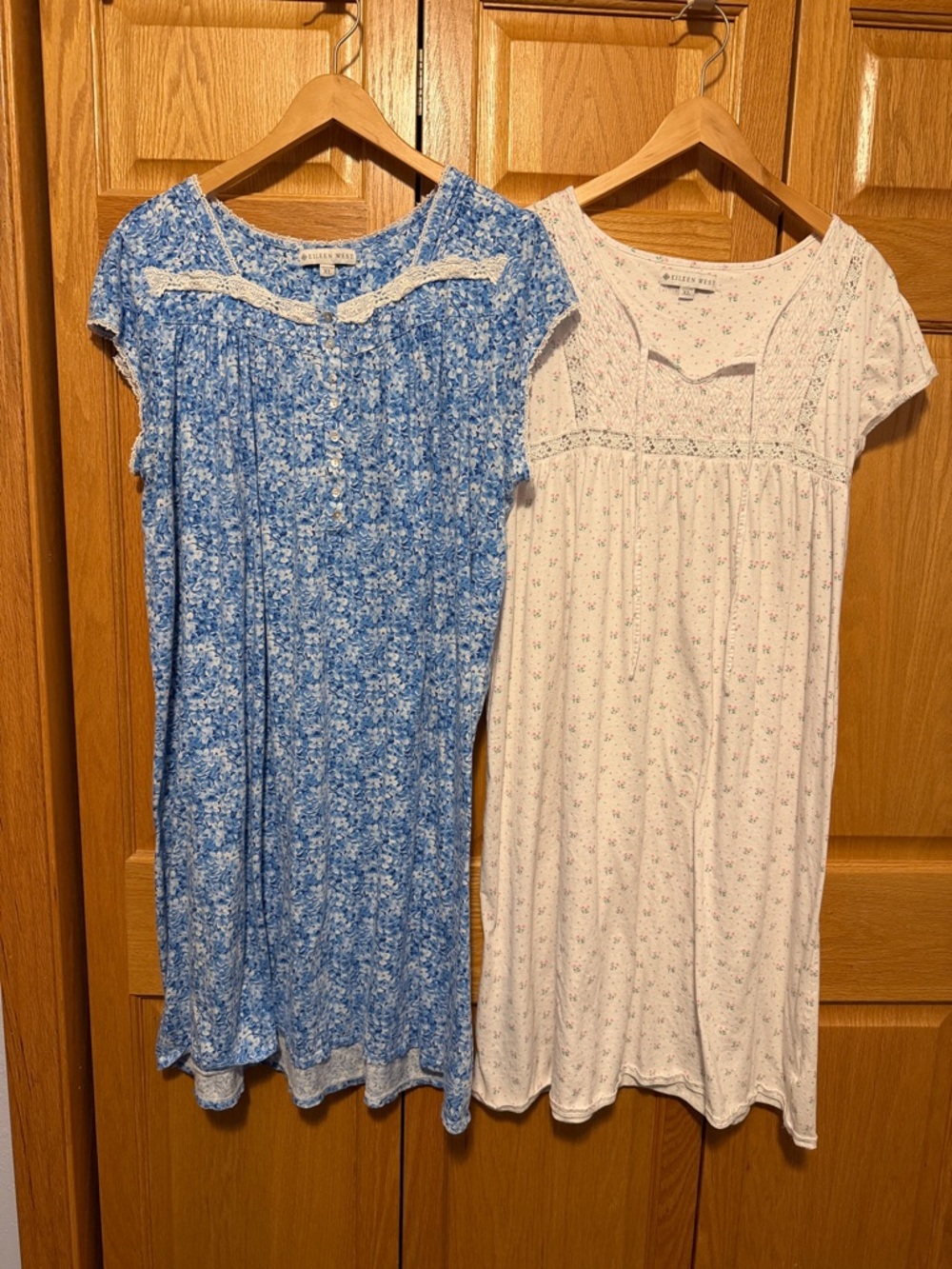 Eileen West Blue Floral Nightgown with Lace Trim bundle of 2 size extra large
